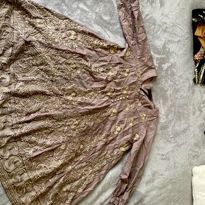 Cotton Kurti pant set with embroidered work across the front of dress/kurti